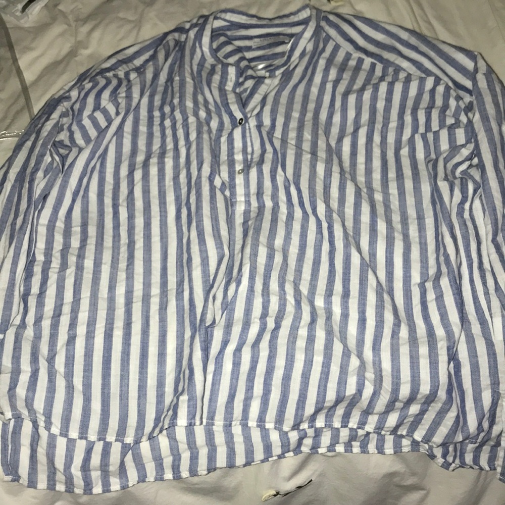 Zara blue and white striped top